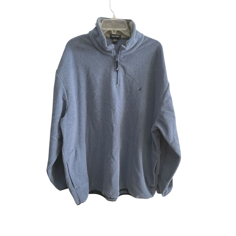 Nautica Men's 1/4 Zip Fleece Pullover Sweatshirt Blue Size‎ 2XL Embroidered Logo